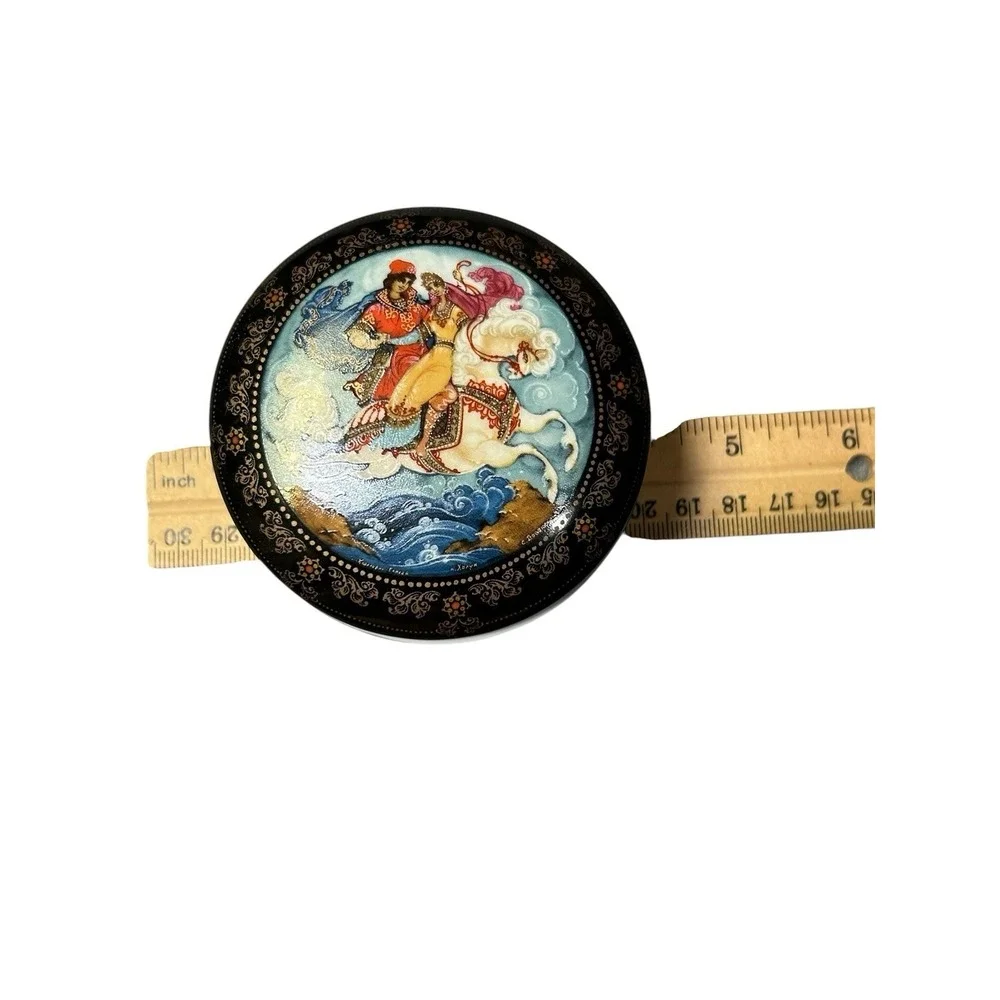 Russian Fairy Tale Music Jewelry Trinket Box Porcelain Princess & Elisey 1990